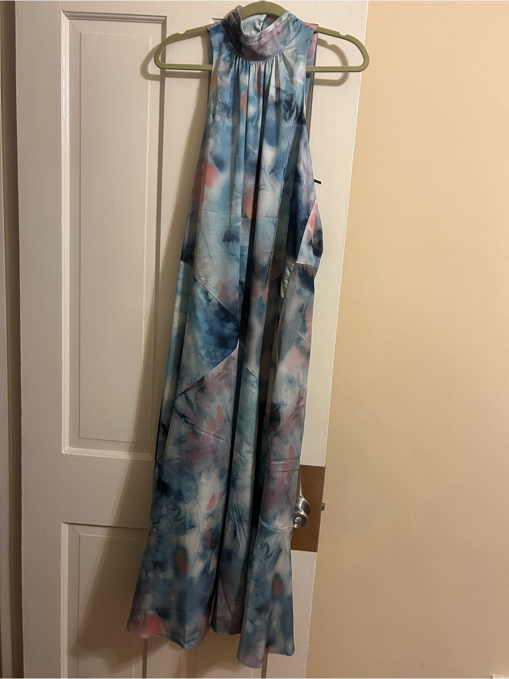 Anthropologie silk halter neck Watercolor Maxi dress